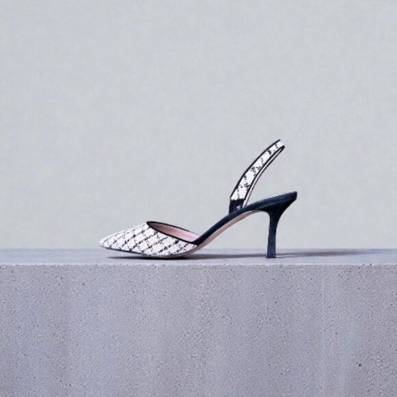 Ann Taylor Tweed and Suede Slingback Heels - Size 8.5 - Picture 2 of 8